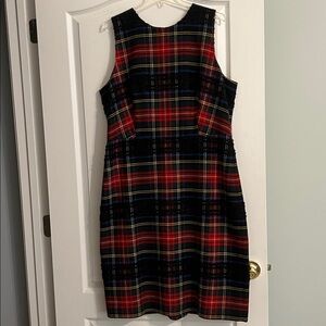 NWOT J. Crew Multicolor Plaid Dress with black sparkling details size 16Tall